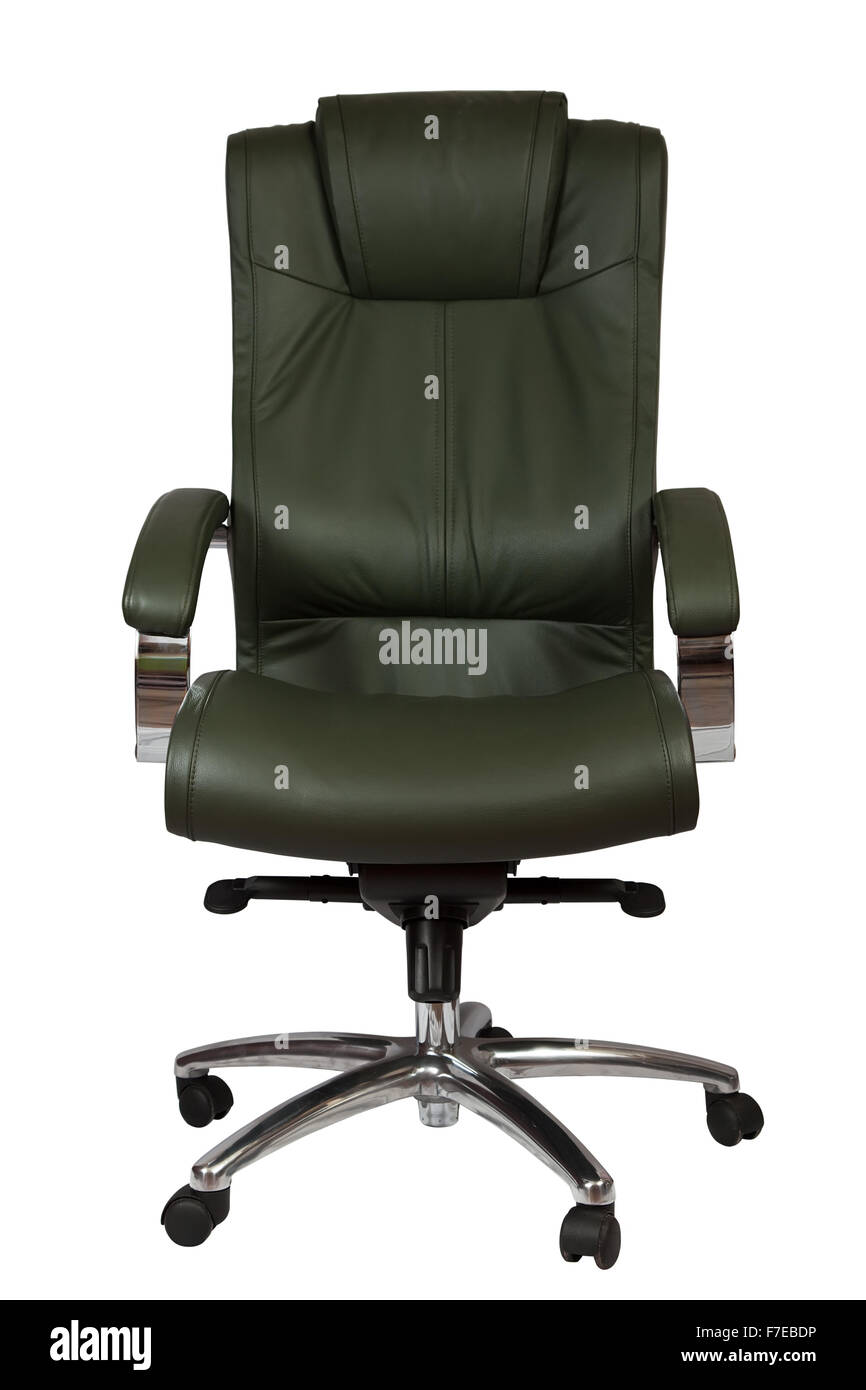Green luxury office armchair. Isolated on white background with