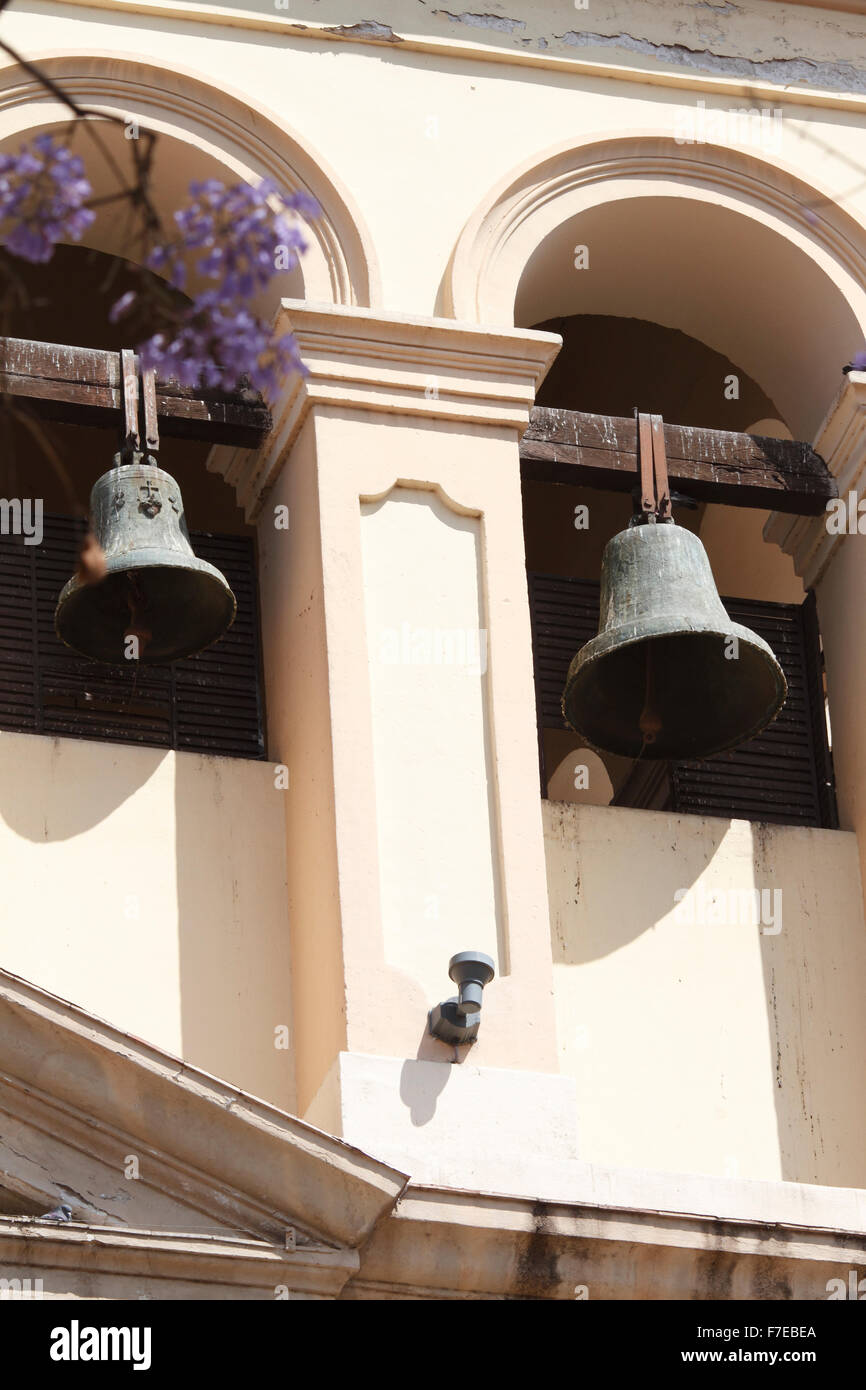 Iglesia Catedral, Cordoba.Church bells. Campane Stock Photo