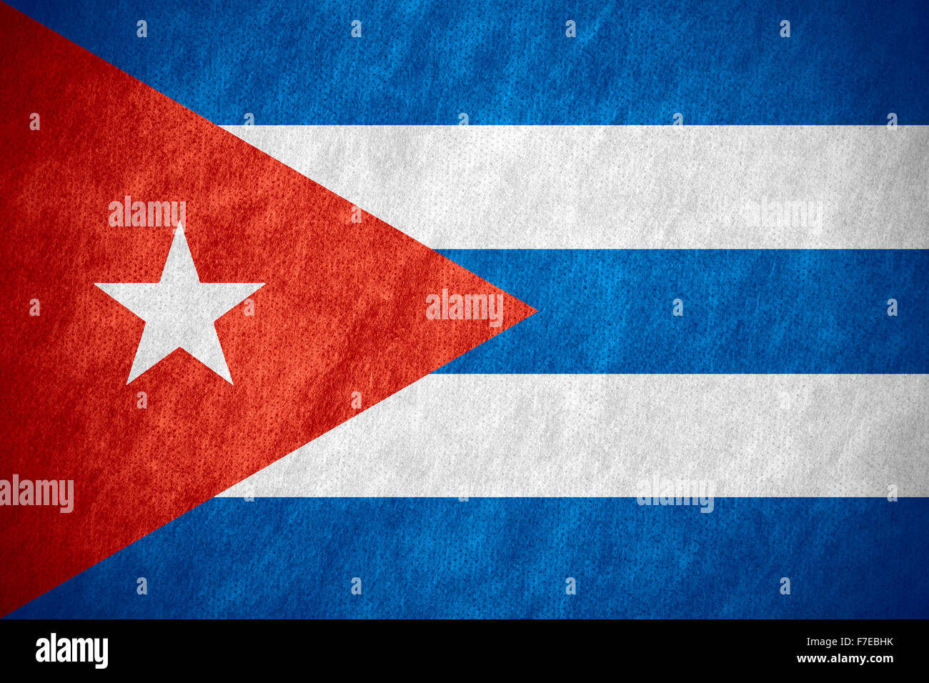 flag of Cuba or banner on canvas texture Stock Photo