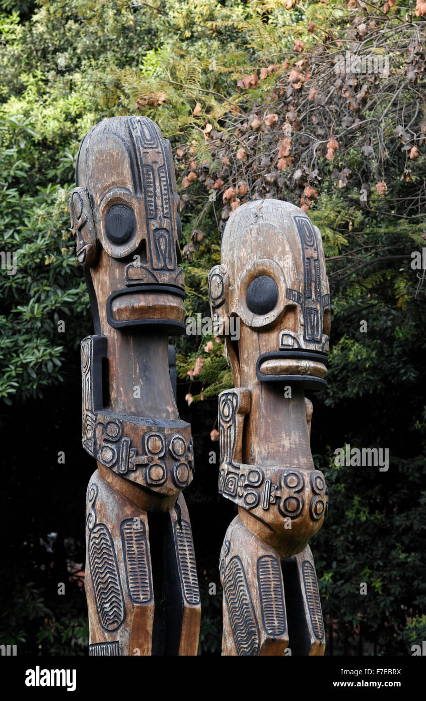 Two wooden South American god statues Stock Photo Alamy