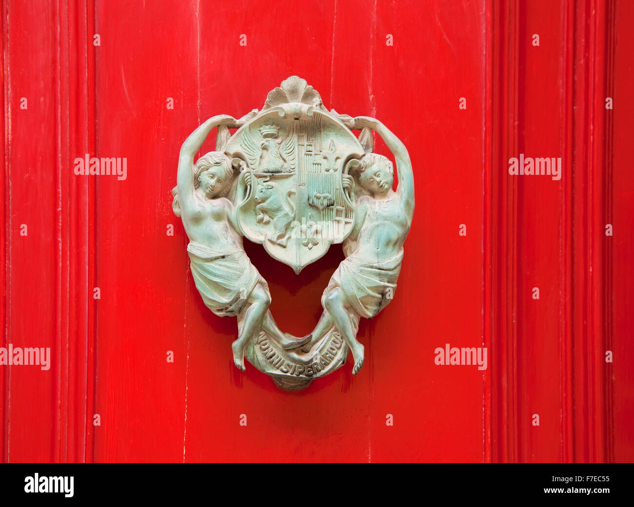 Vintage brass metal door knocker in european town Stock Photo Alamy