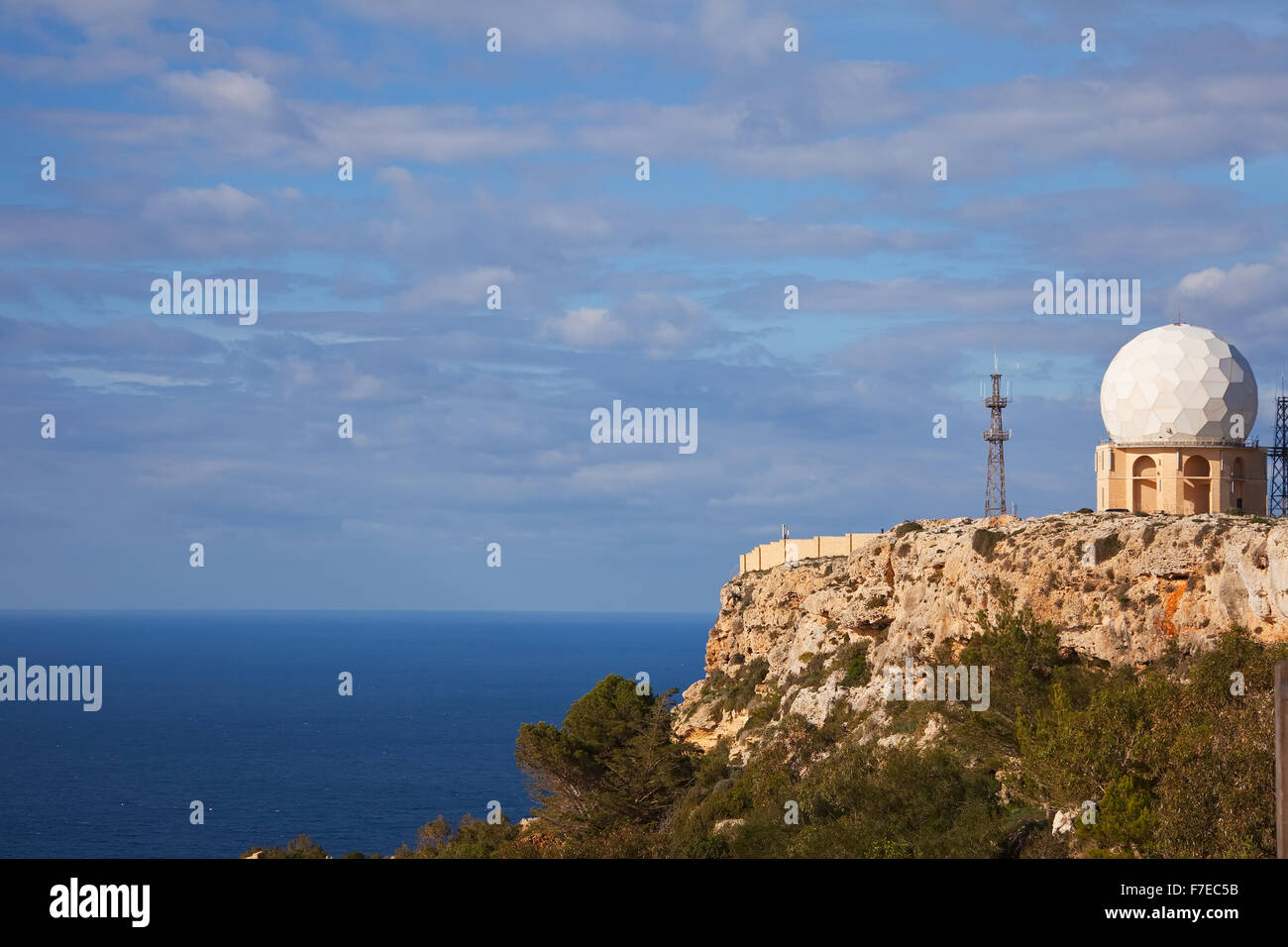 sphere radar located at Dingli Cliffs. Malta Stock Photo