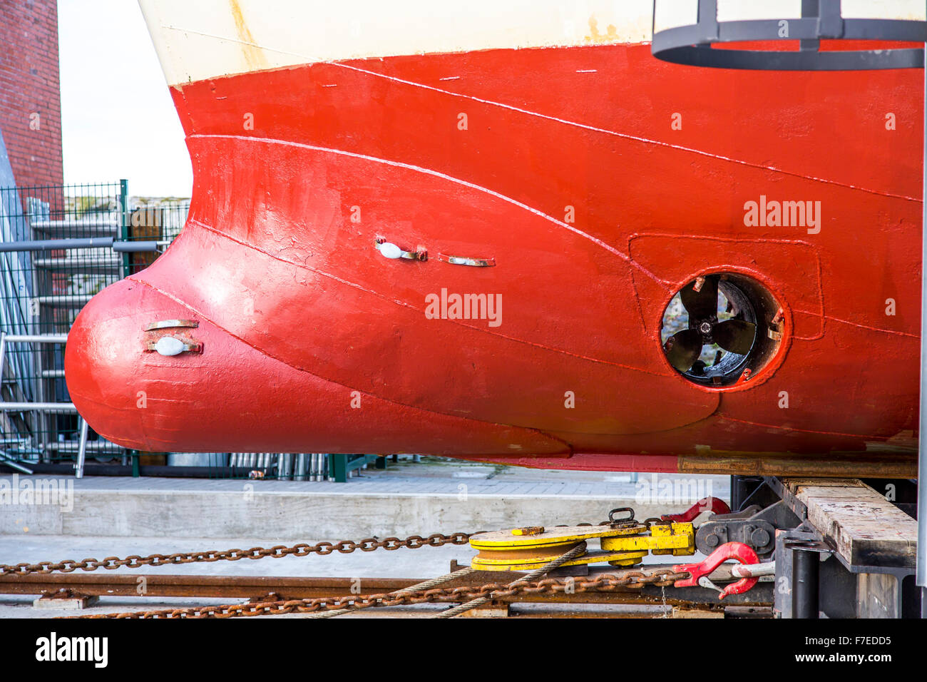 Shrimp Trawler In A Dry Dock For Maintenance Bow Thruster North Sea 
