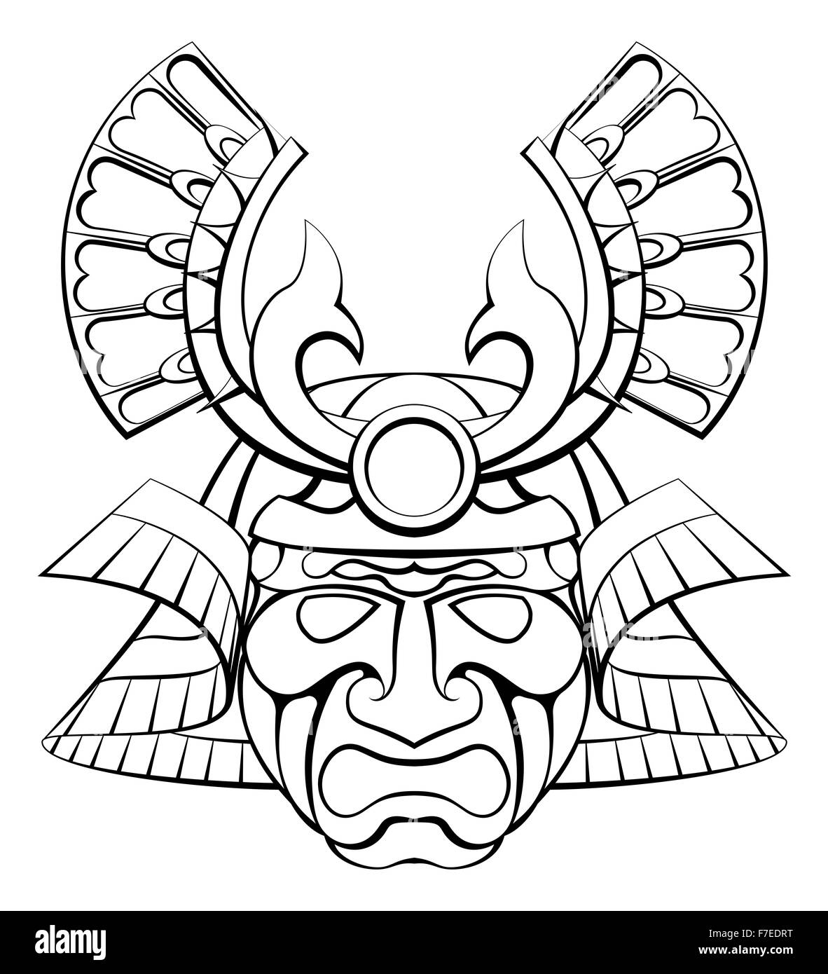 A samurai mask helmet design illustration Stock Photo