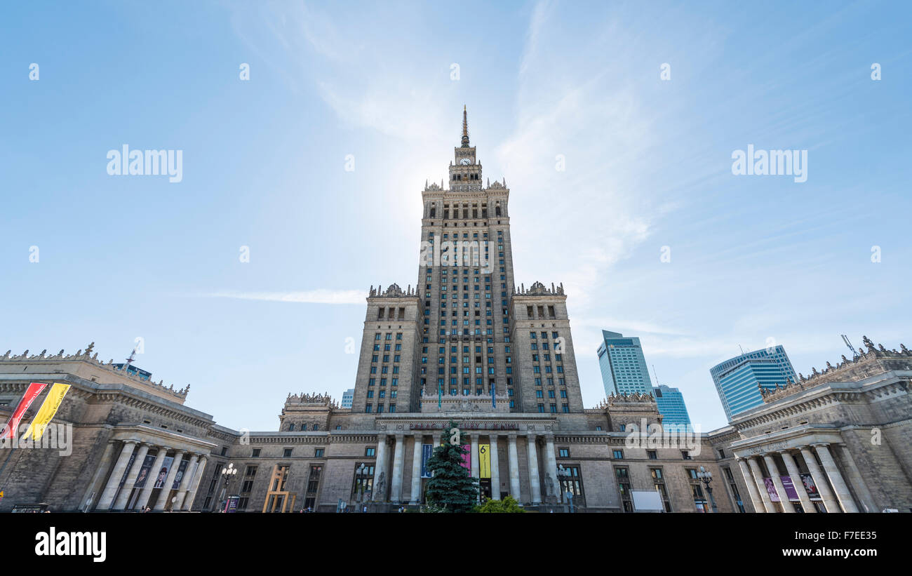 Palace of Culture, Science Palace and skyscrapers, skyline, Warsaw, Mazovia Province, Poland Stock Photo