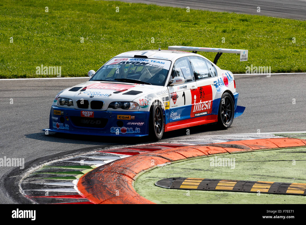 Monza, Italy - May 30, 2015: BMW M3 E46 of W&D RACING TEAM team, driven by MELONI Paolo - TRESOLDI Massimiliano during the C.I. Turismo Endurance - Race in Autodromo Nazionale di Monza Circuit on May 30, 2015 in Monza, Italy. Stock Photo