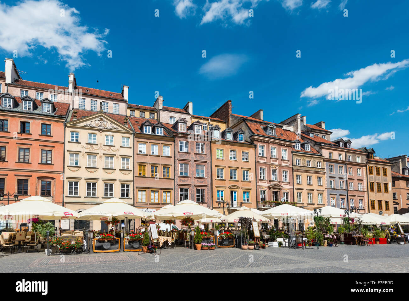Marketplace, restaurants, historic centre, Warsaw, Mazovia, Poland Stock Photo