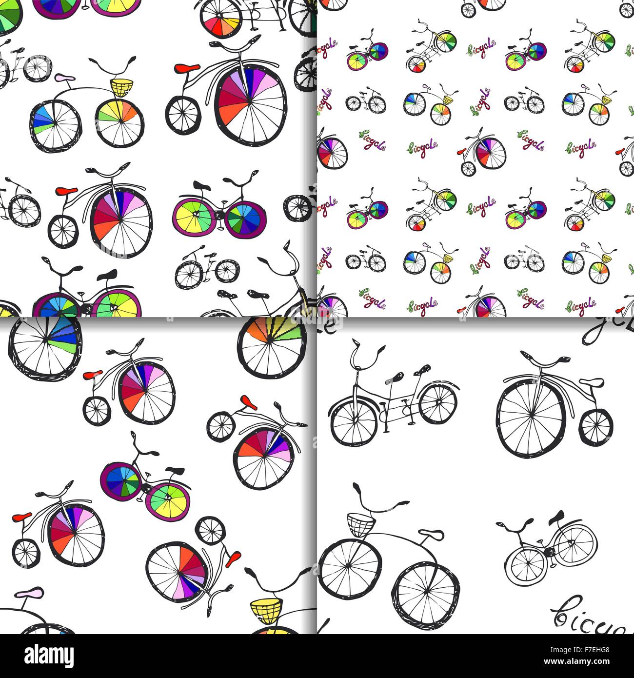 Cute doodle bicycle set Stock Vector Image & Art - Alamy