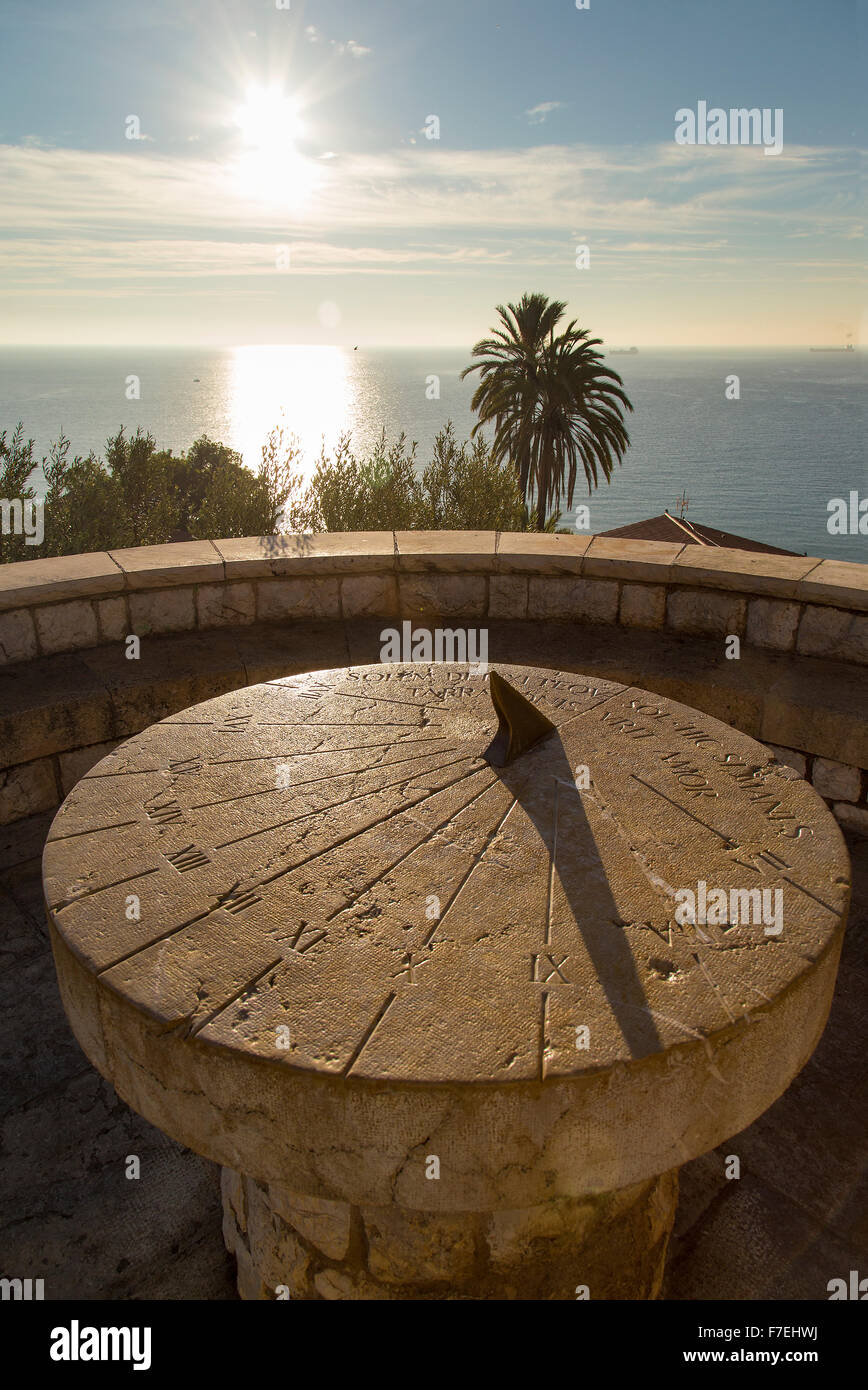 Stone Sundial With Sun And Shadow Showing Time Beside The Sea Stock Photo Alamy