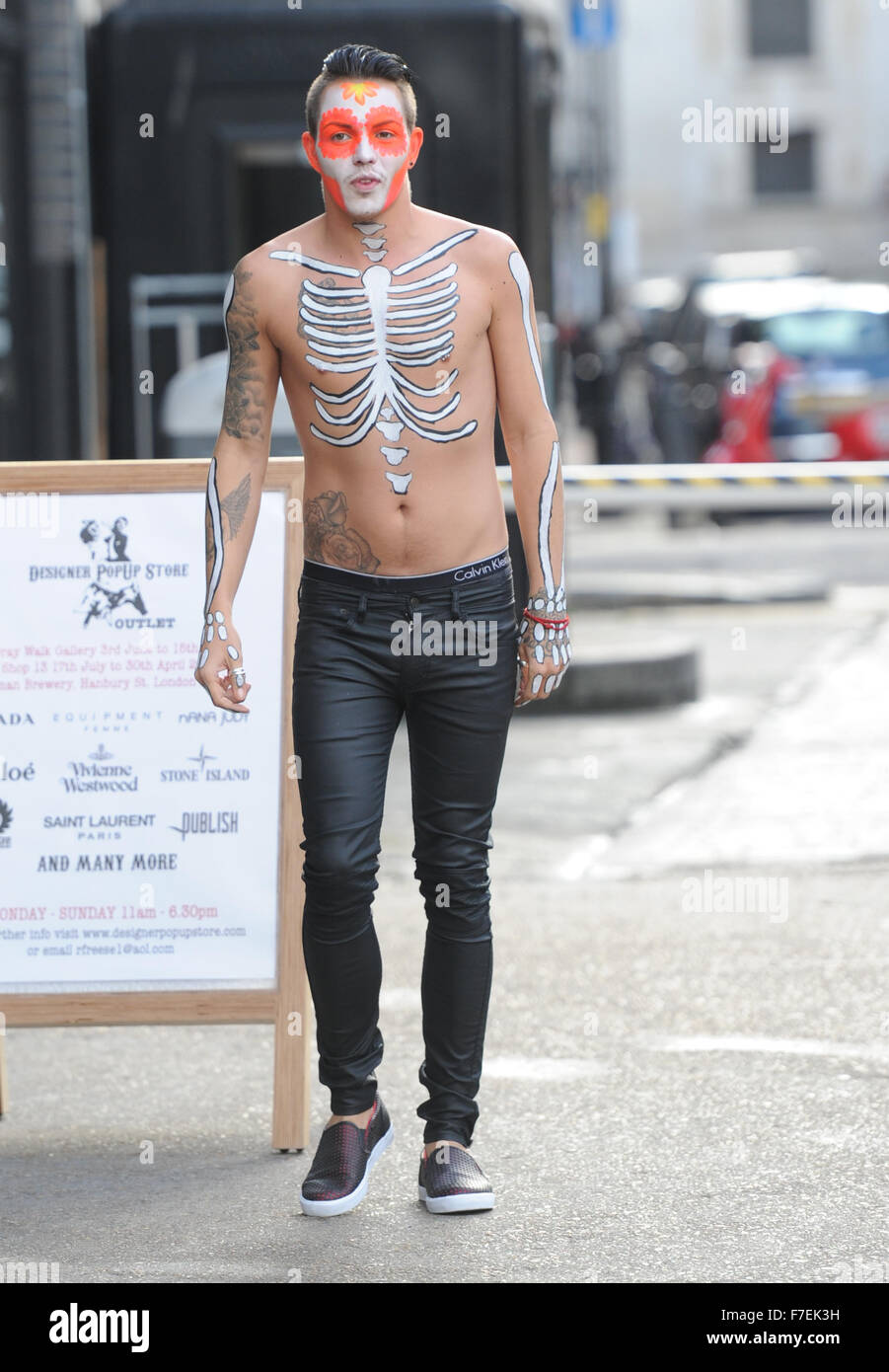 The cast of 'The Only Way Is Essex' filming in London for their Halloween party.  Featuring: Bobby Norris Where: London, United Kingdom When: 28 Oct 2015 Stock Photo