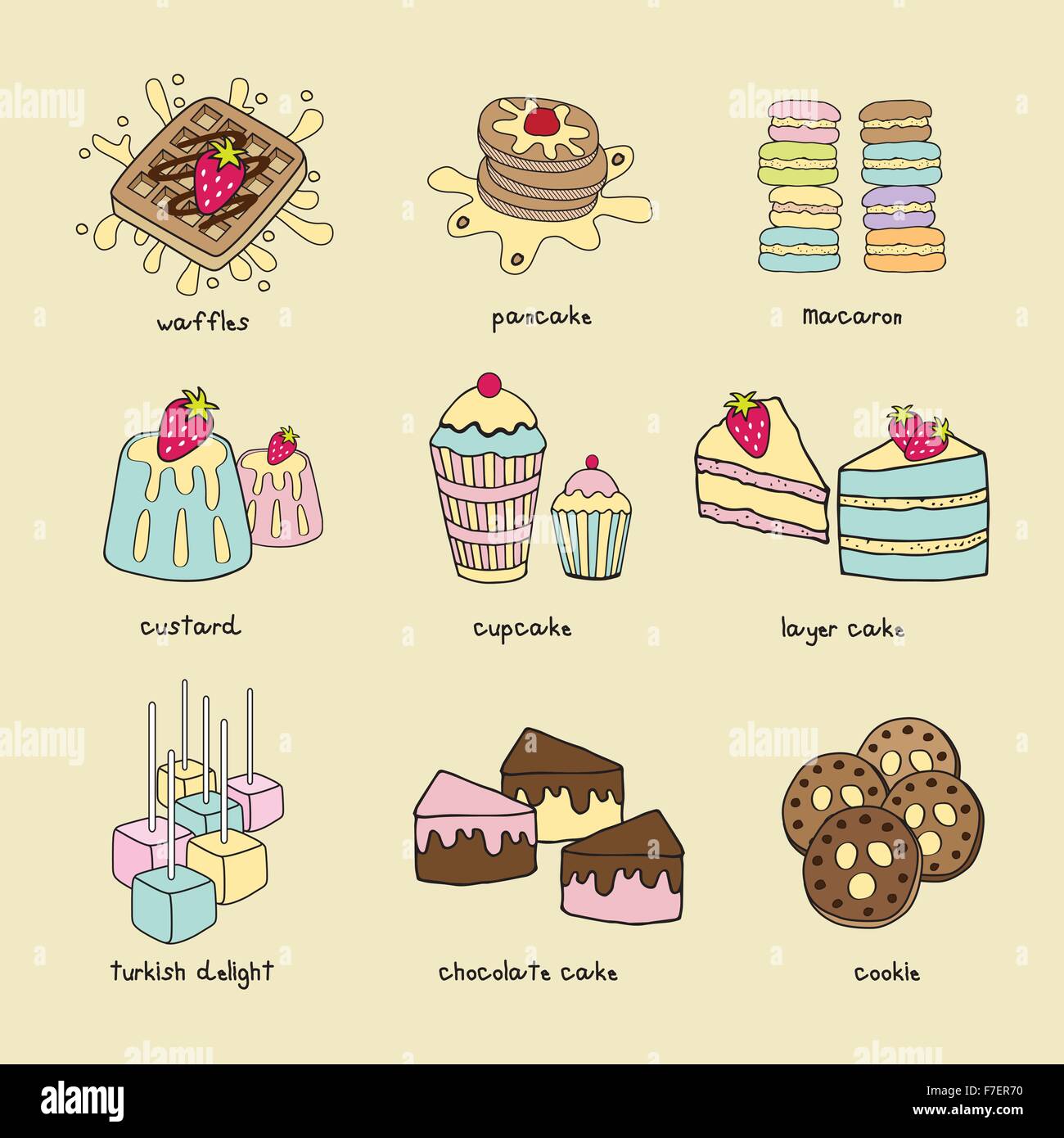 Bakery menu doodle pastel color scheme Stock Vector Image & Art Alamy