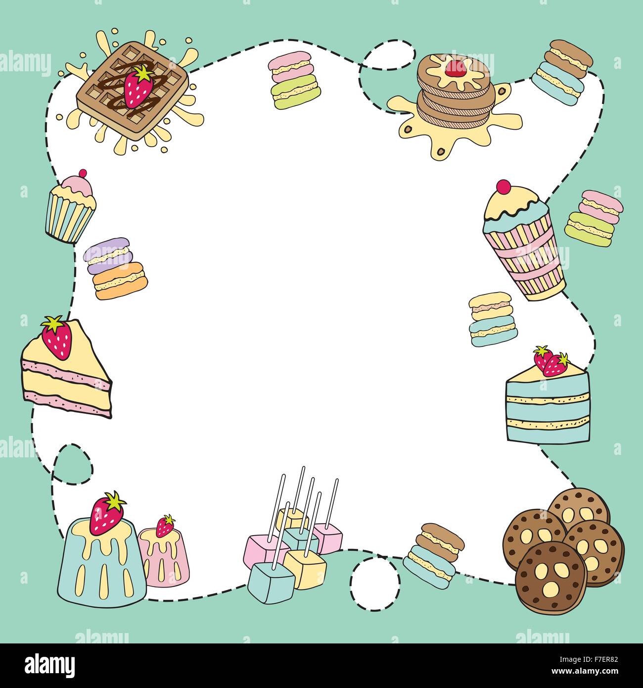 Bakery doodle border blank pastel colors Stock Vector Image & Art Alamy