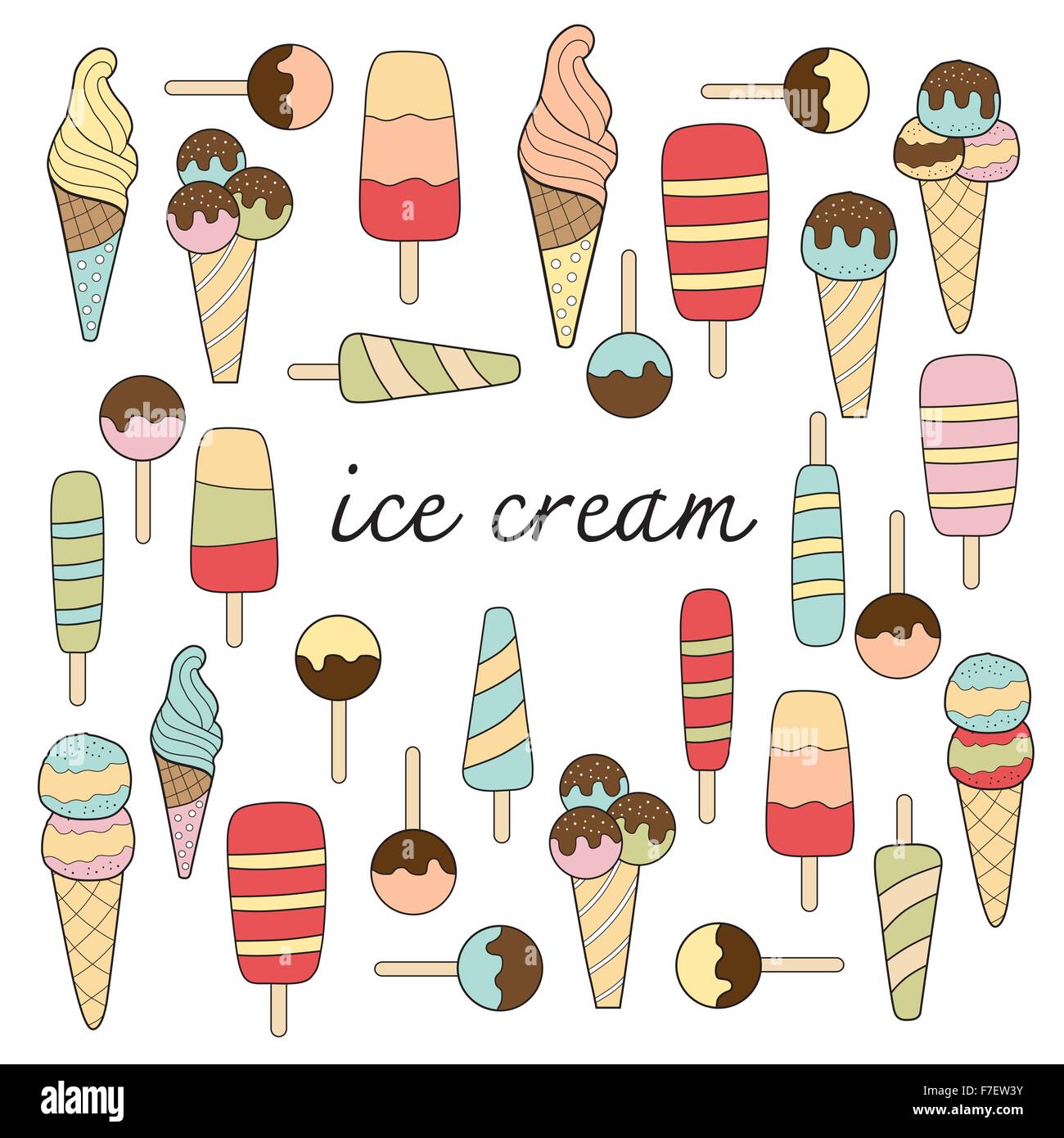 ice cream doodle pastel colors variation Stock Vector Image & Art Alamy