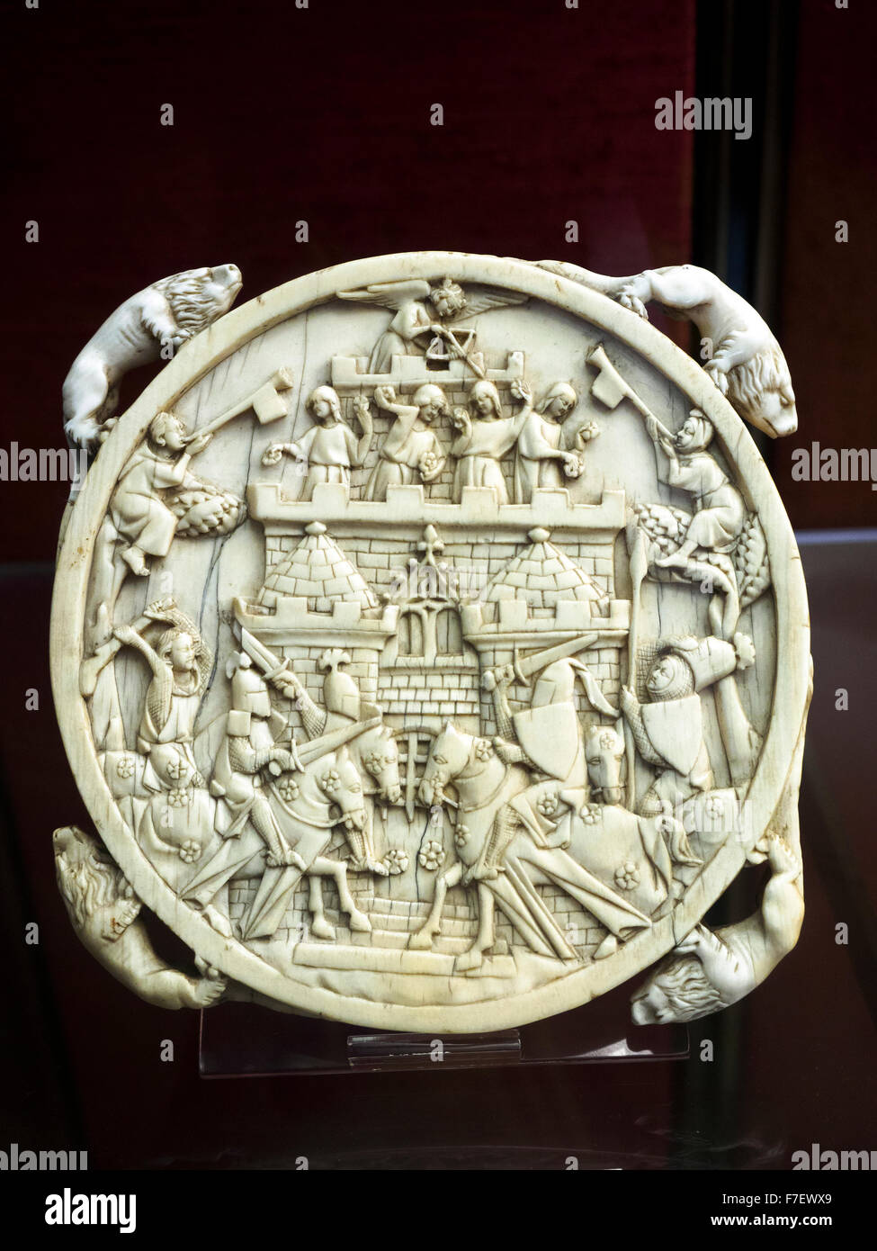 French art first half of the XIV cent. God of Love besieged in his Castle Ivory Museo Nazionale del Bargello - Firenze, Italy Stock Photo