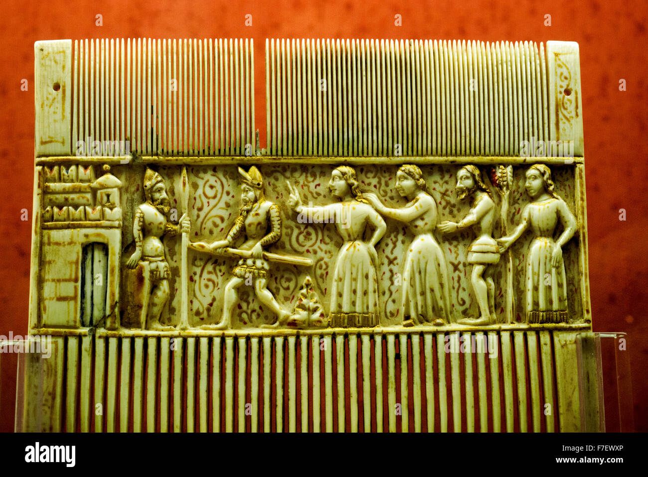 Italian School XVI cent. Comb Policrome and golden Ivory Museo Nazionale del Bargello - Firenze, Italy Stock Photo