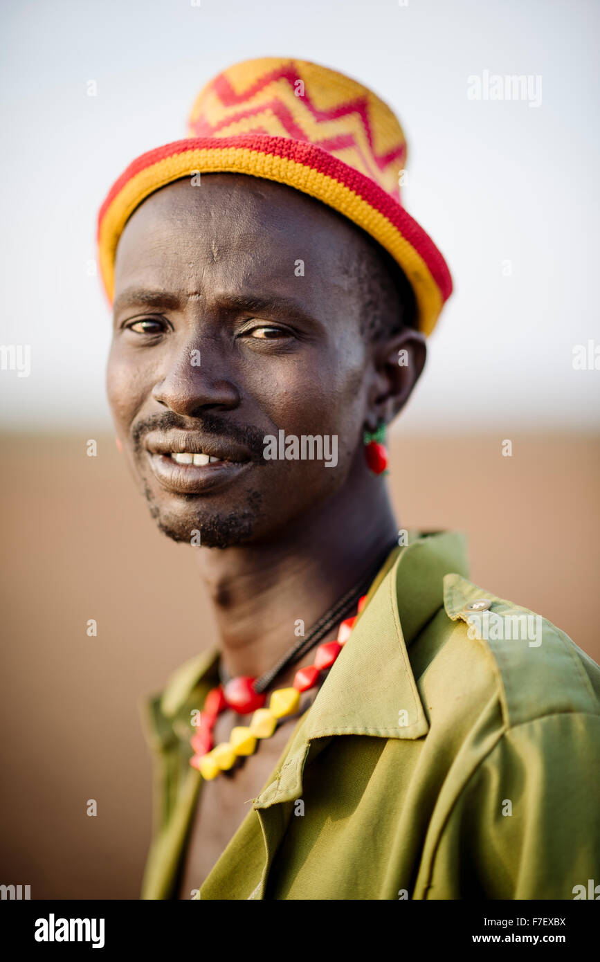 Portrait of Lobwamoi, Dassanech Tribe, Salany Village, Omorate, Omo Valley, Ethiopia Stock Photo
