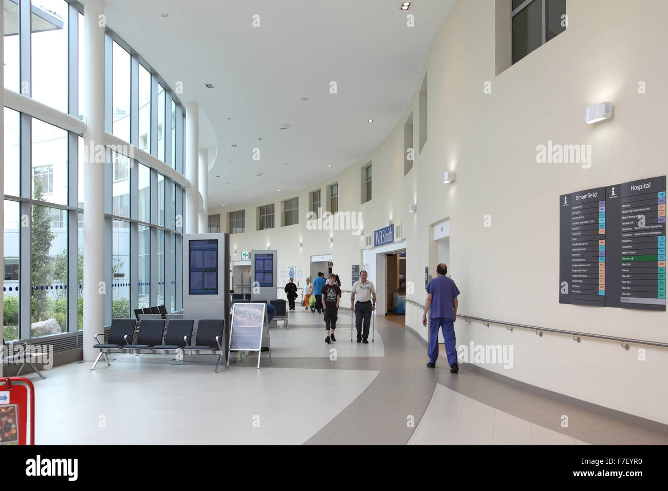 Main circulation route at the Broomfield Hospital, Chelmsford, Essex, UK A new state of the art hospital opened in 2010 Stock Photo