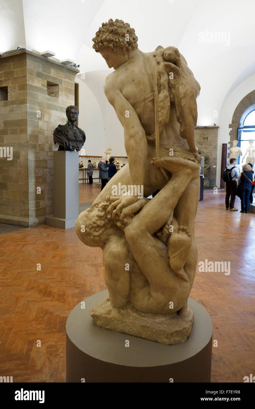 Honour Triumphant over Deceit by Vincenzo Danti (1530-1576) marble Museo Nazionale del Bargello - Firenze, Italy Stock Photo
