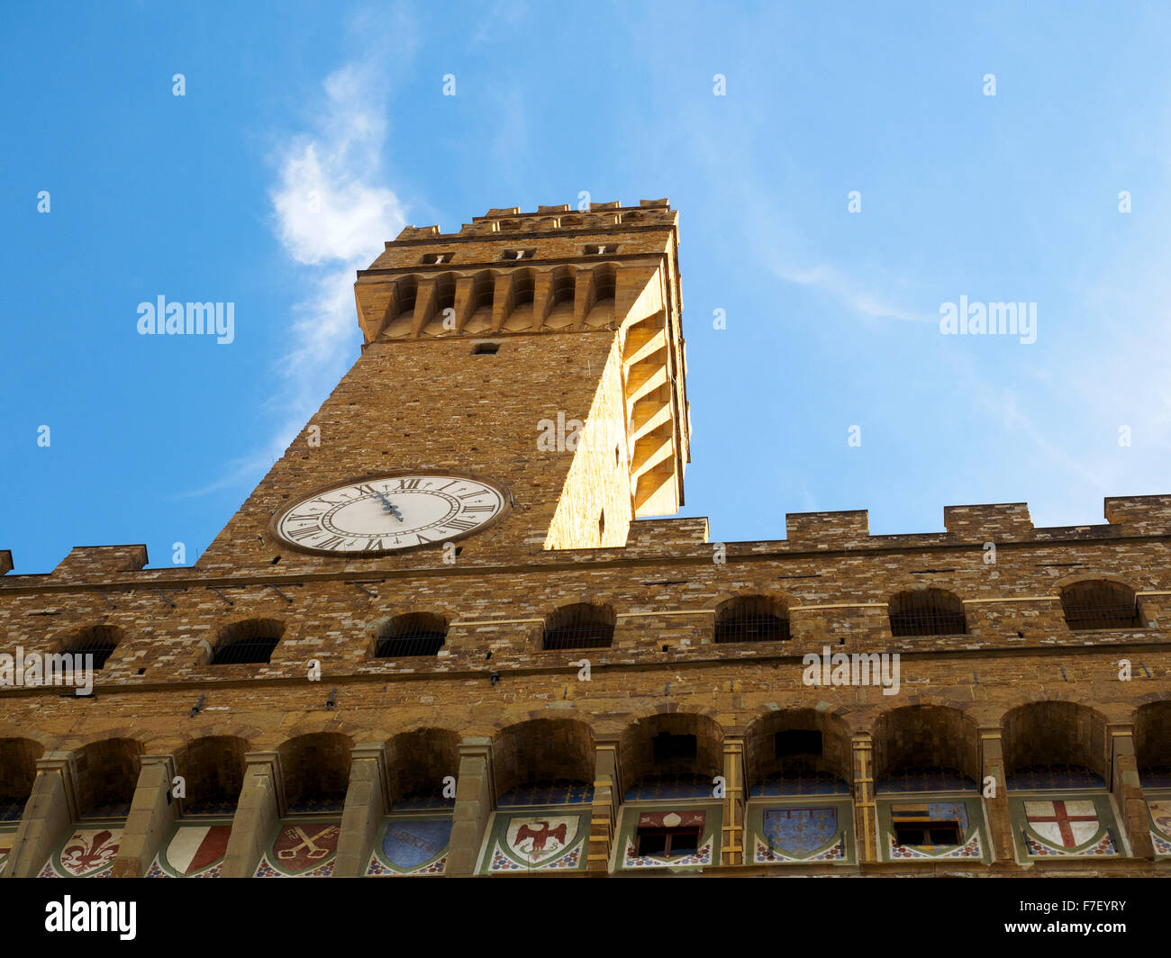 Clock tower of Palazzo Vecchio - Florence, Italy Stock Photo