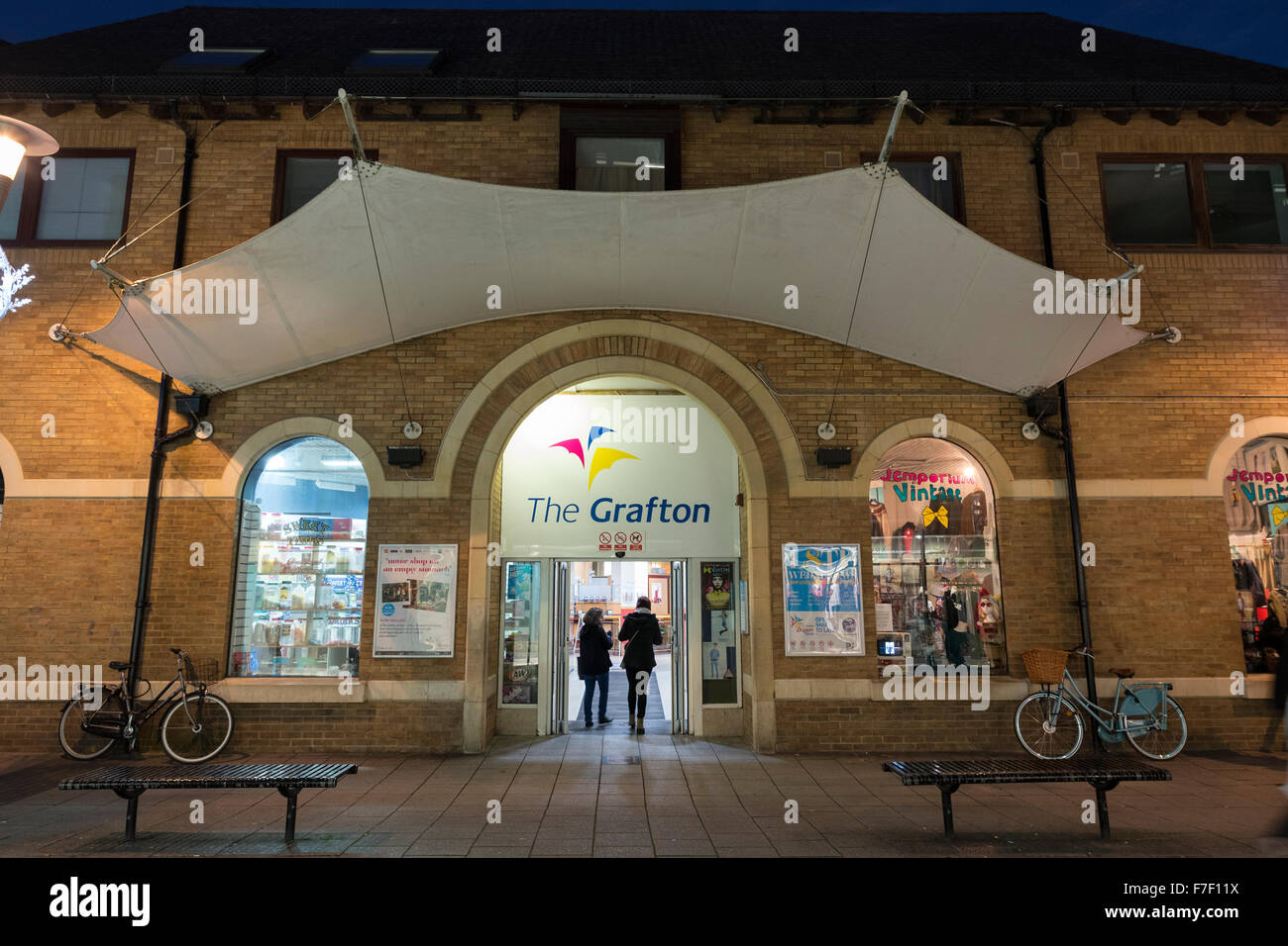 The Grafton shopping arcade entrance Burleigh Street Cambridge Cambridgeshire England Stock Photo