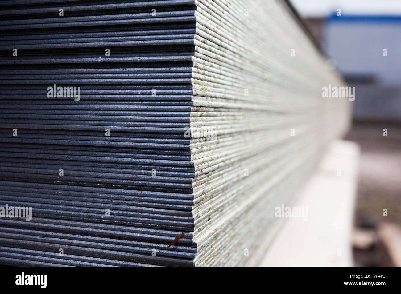 Steel plates at construction Stock Photo Alamy