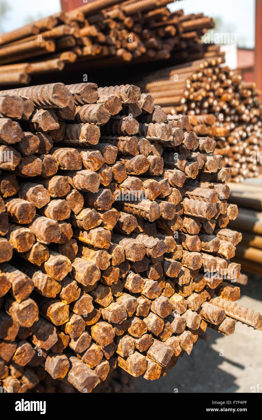 Stack of rods or bars Stock Photo