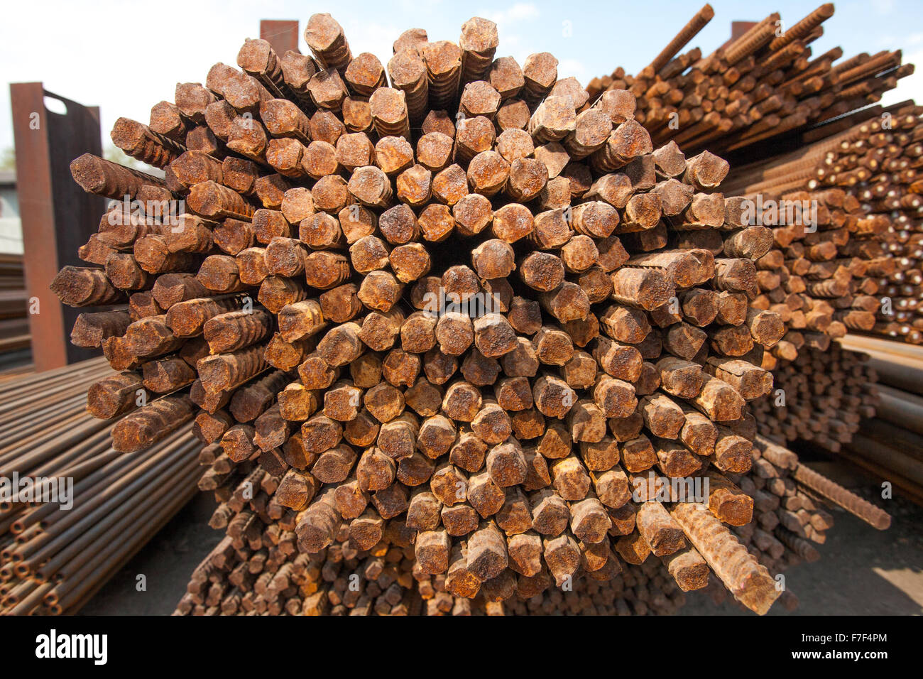 Stack of rods or bars Stock Photo