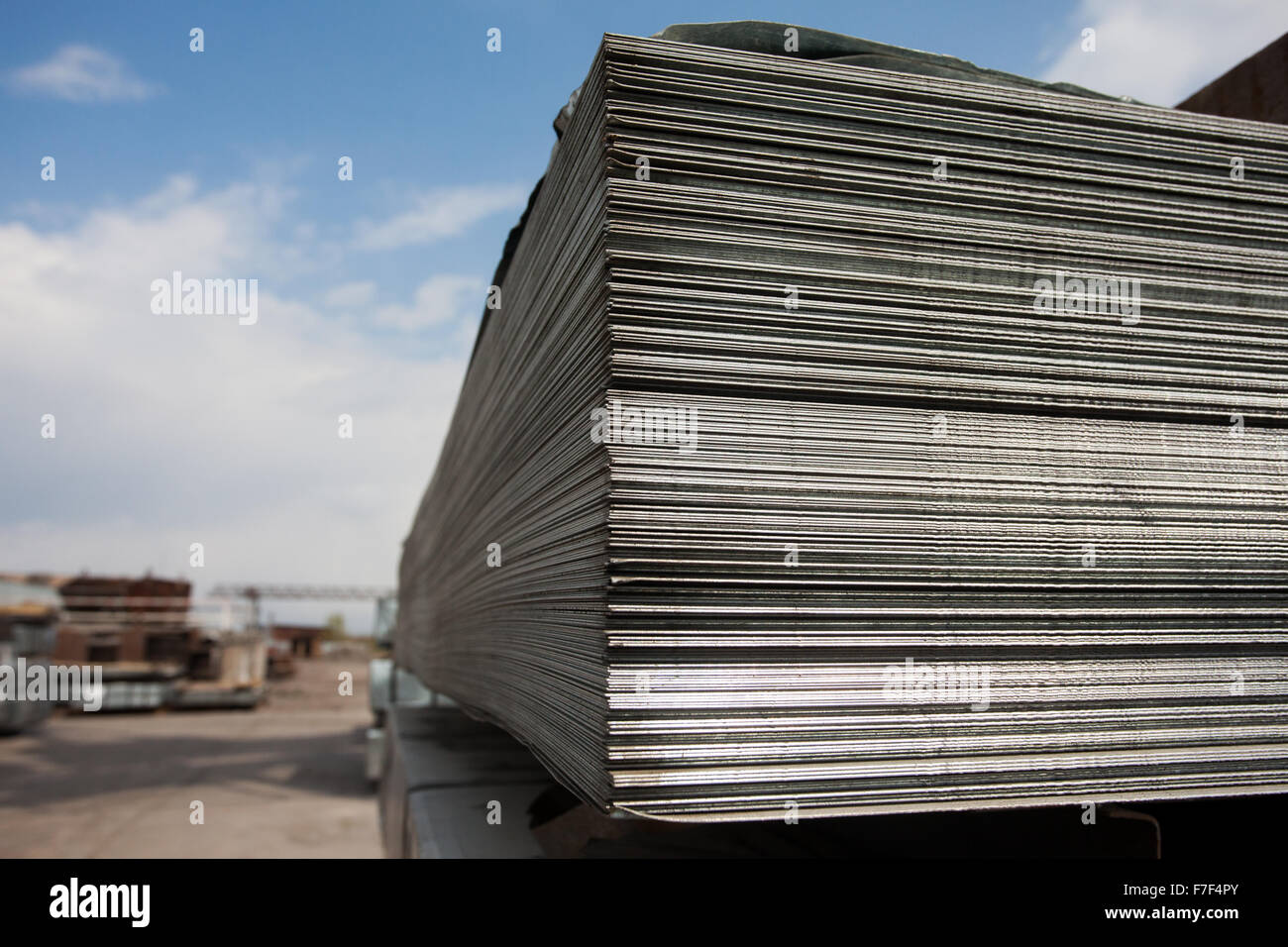 Steel plates at construction Stock Photo Alamy