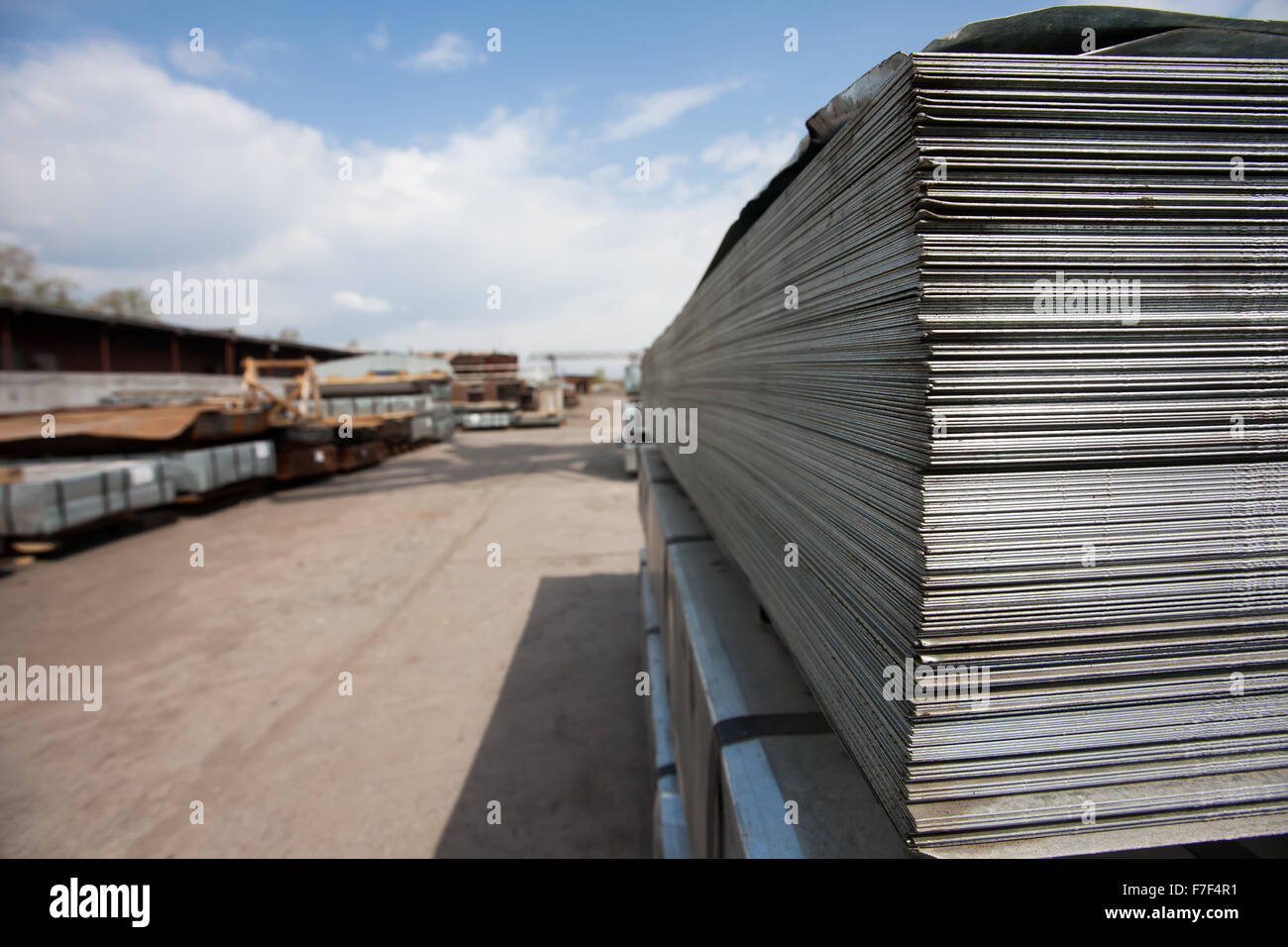 Steel plates at construction Stock Photo Alamy