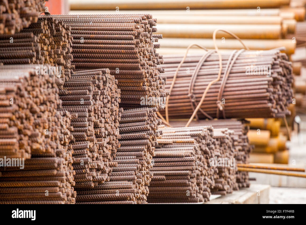 Stack of rods or bars Stock Photo