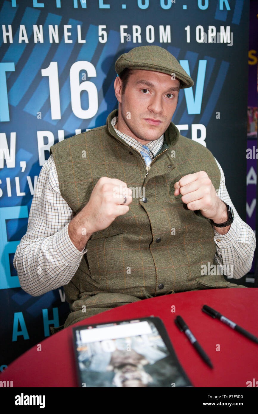 Boxer Tyson Fury at the Bluewater Shopping Centre promoting a boxing match at he Bluewater between James Degale and Dyah Davis. Stock Photo