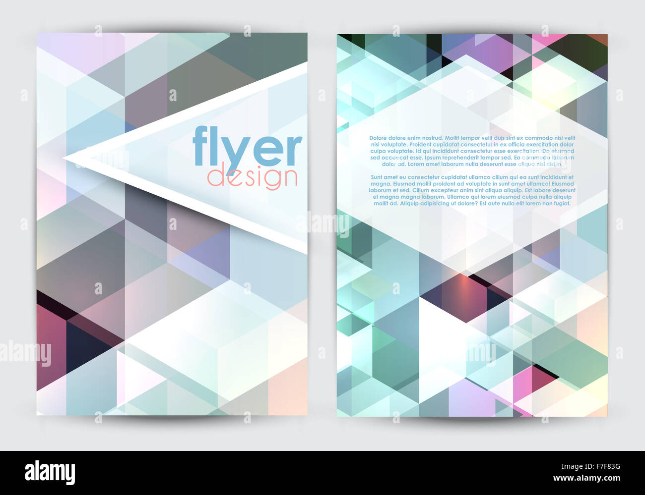Double sided flyer template with a low poly design Stock Photo