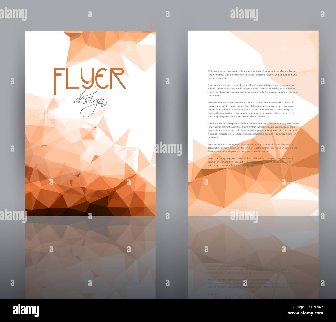 Double sided flyer template with a low poly design Stock Photo