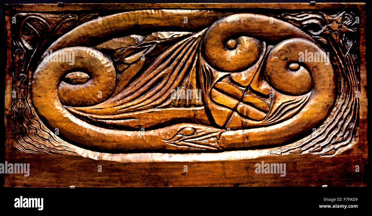 Existence 1894 - 1896( mahogany bas relief polychrome part ) Georges Lacombe 1868 - 1916 France French Stock Photo