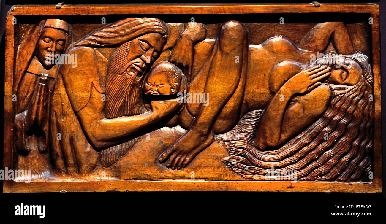 The Birth 1894 - 1896 ( mahogany bas relief poly-chrome part ) Georges Lacombe 1868 - 1916 France French Stock Photo