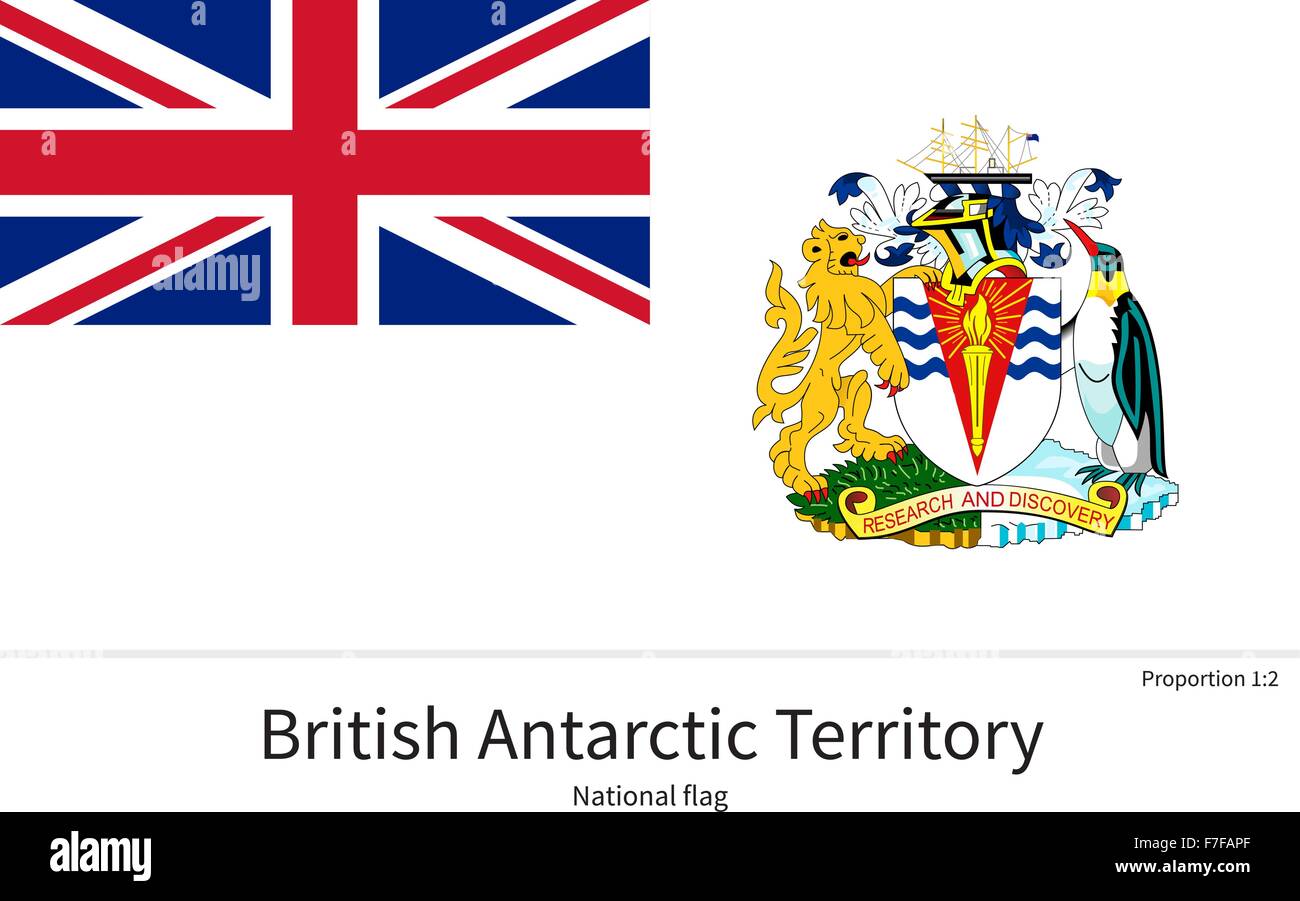 National flag of British Antarctic Territory with correct proportions, element, colors Stock Vector