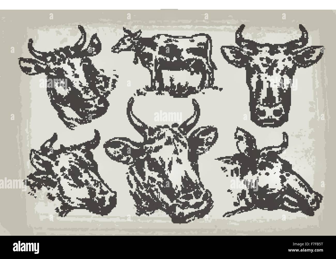 collection of hand-drawn cows. vector illustration Stock Vector