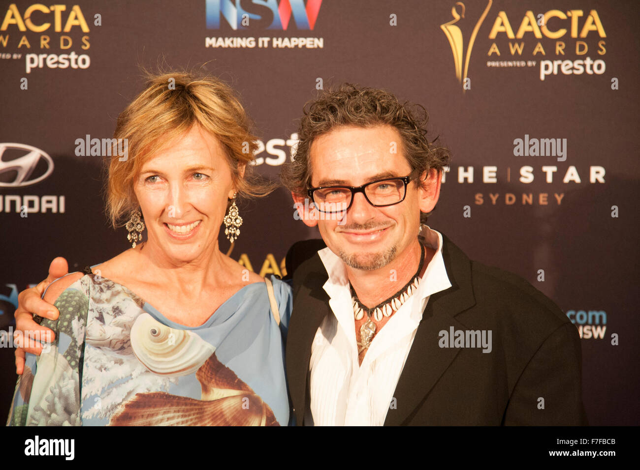 Sydney, Australia. 30th Nov, 2015. David White and Erica Silbersher on the red carpet before the 5th AACTA Industry Awards Dinner in Sydney. Credit:  model10/Alamy Live News Stock Photo