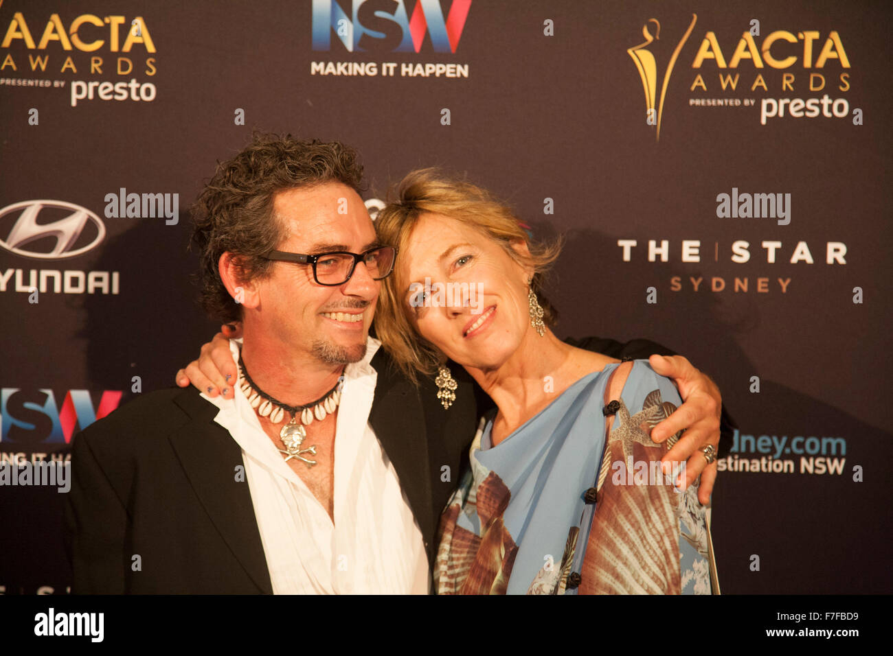Sydney, Australia. 30th Nov, 2015. David White and Erica Silbersher on the red carpet before the 5th AACTA Industry Awards Dinner in Sydney. Credit:  model10/Alamy Live News Stock Photo
