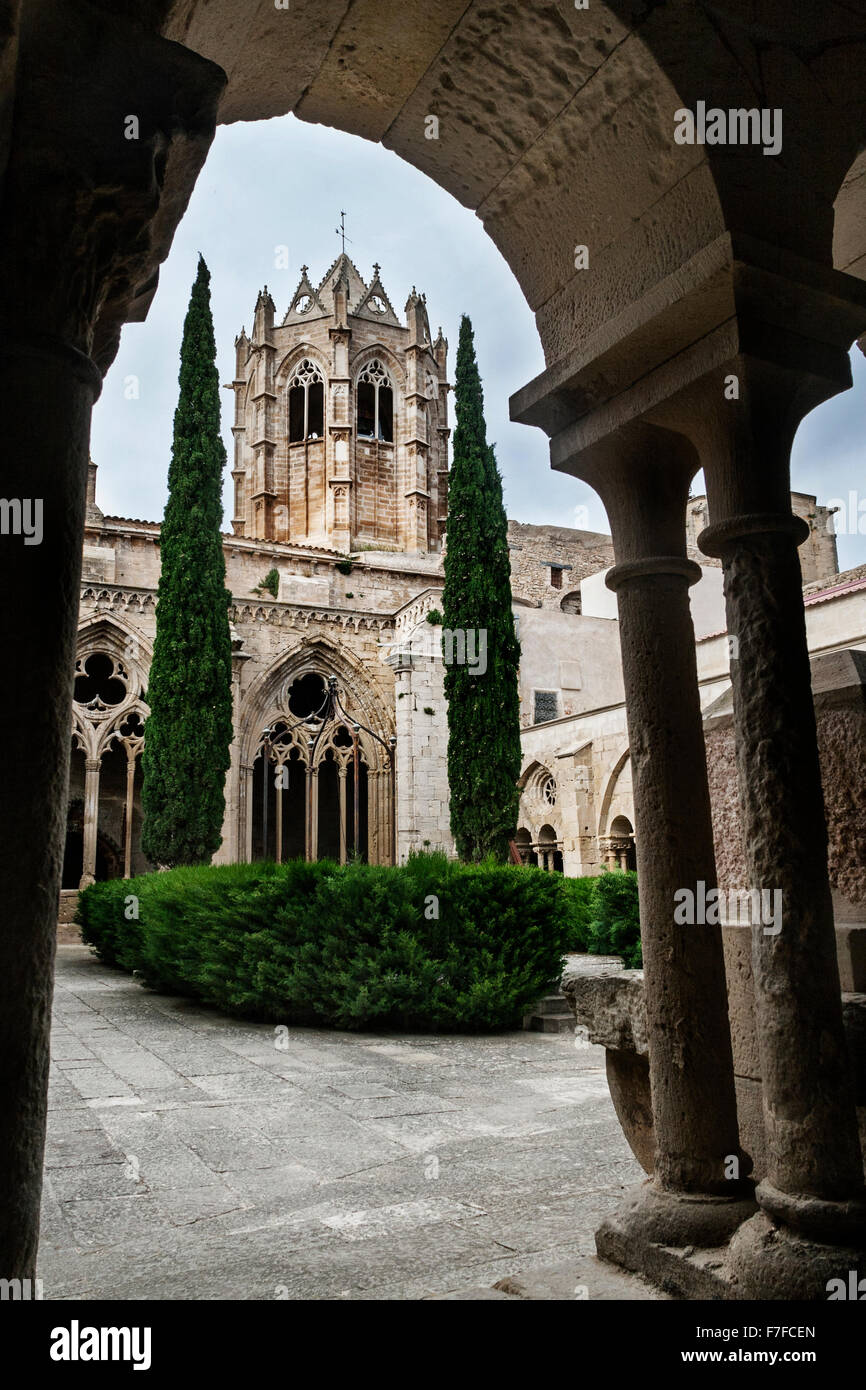 Vallbona de les Monges monastery, cloister and dome-bell. Stock Photo