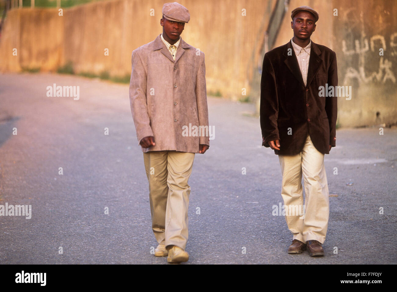 Two young Xhosa, who have recently become men by going through the traditional Xhosa male initiation rite Stock Photo