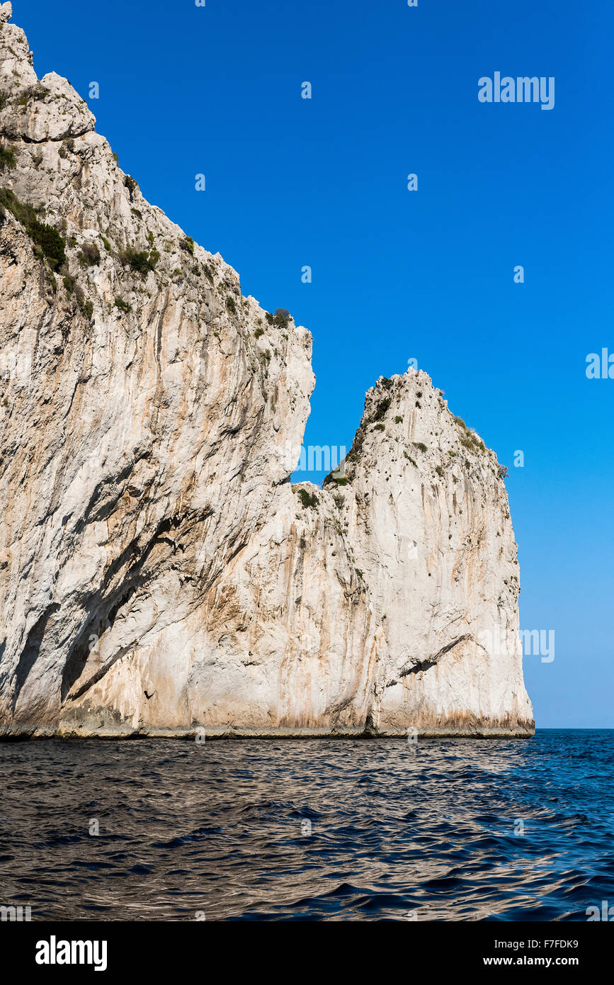 Waterfront rock cliff,  Isle of Capri, Italy Stock Photo