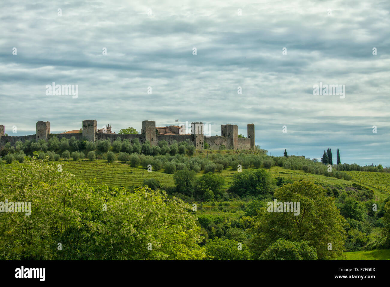 The medieval  walled town of Monteriggioni in Tuscany, Italy Stock Photo