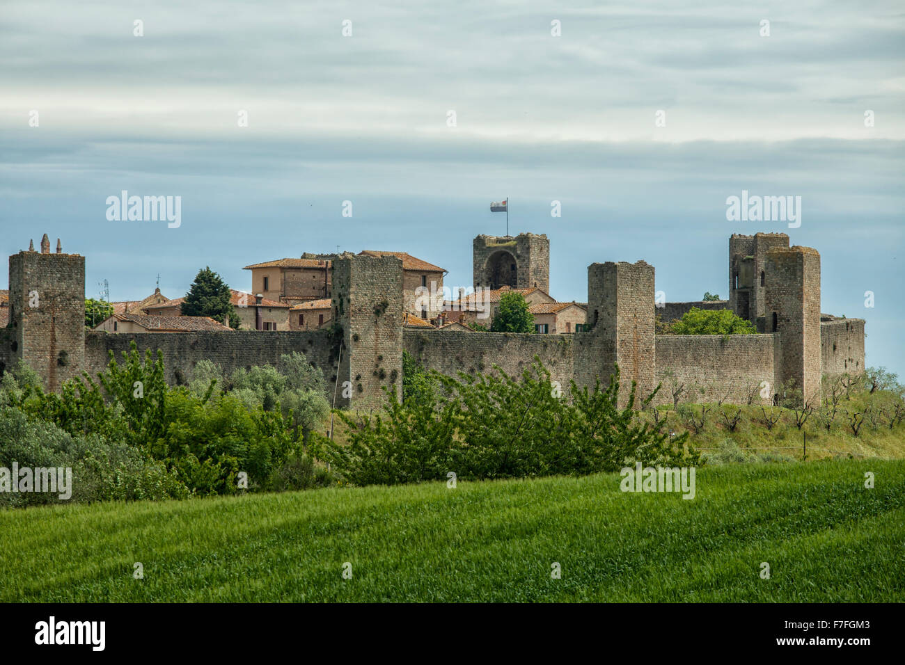 The medieval  walled town of Monteriggioni Stock Photo