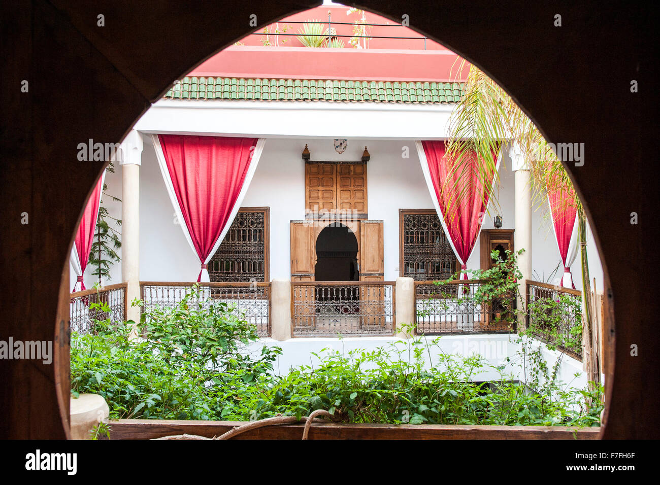Courtyard of Riad El Zohar, Marrakech, Morocco. Stock Photo