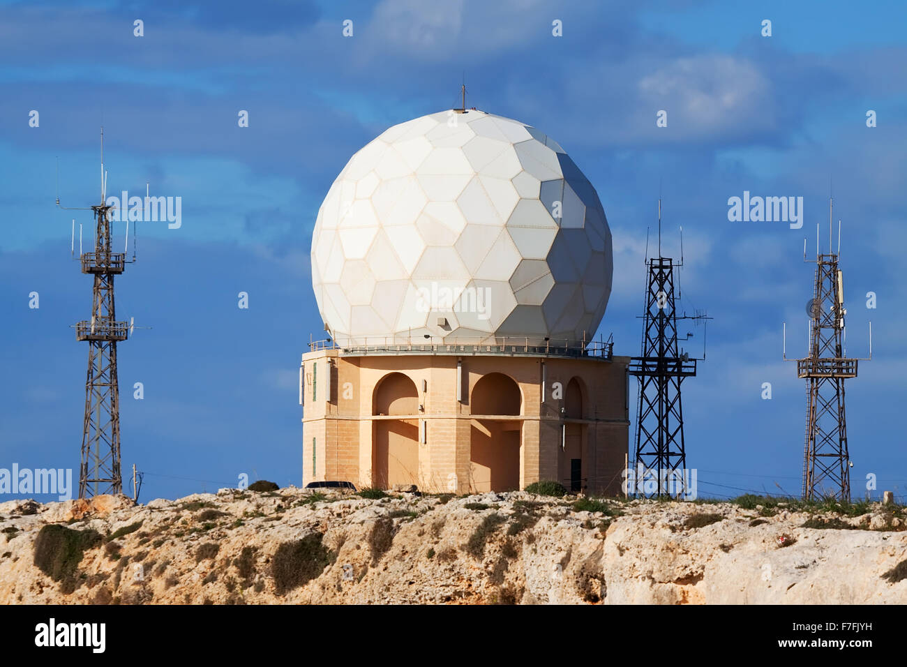 sphere radar located at Dingli Cliffs. Malta Stock Photo Alamy