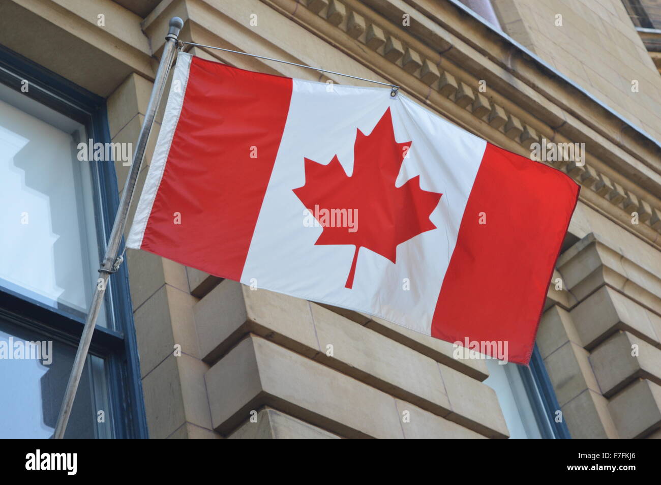 Waving Canadian flag in Ottawa Stock Photo