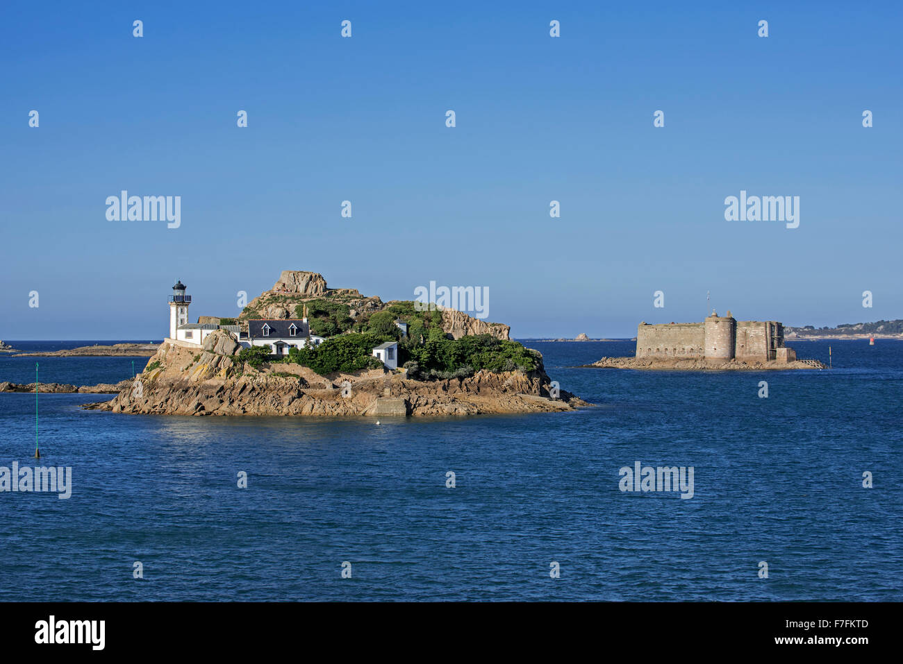 Lighthouse at the Ile Louët / Louet island and the fort Château du ...