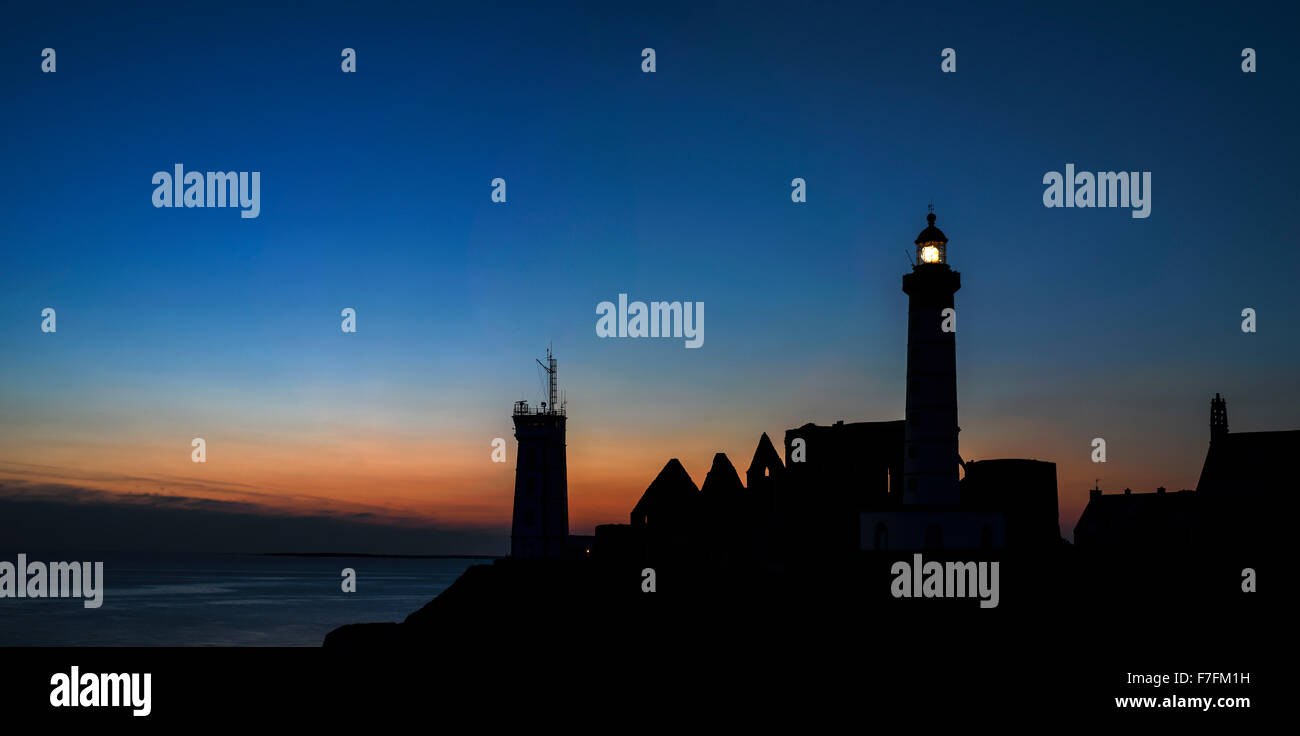 Pointe Saint Mathieu with its signal station, lighthouse and abbey ...