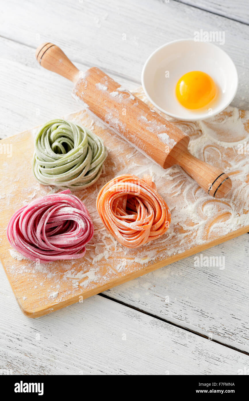 italian pasta and rolling pin, food top view Stock Photo Alamy